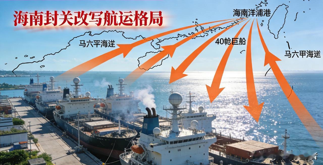 震撼！40艘巨轮集体转舵，海南封关改写马六甲格局
 
海南全岛封关运作落地后，4
