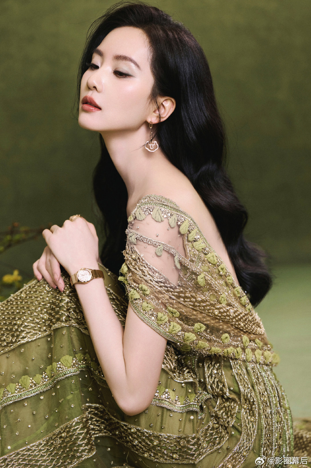 刘诗诗把东方淮竹穿在身上  刘诗诗淮竹绿高定  刘诗诗美晕 