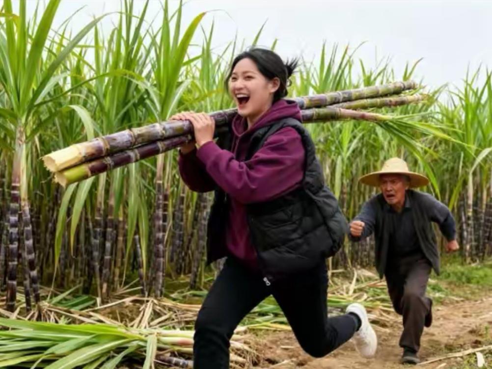 现代人很无聊
为了开心和快乐
偷甘蔗 摘柿子
钻红杉林 爬车拍照
……
人山人海