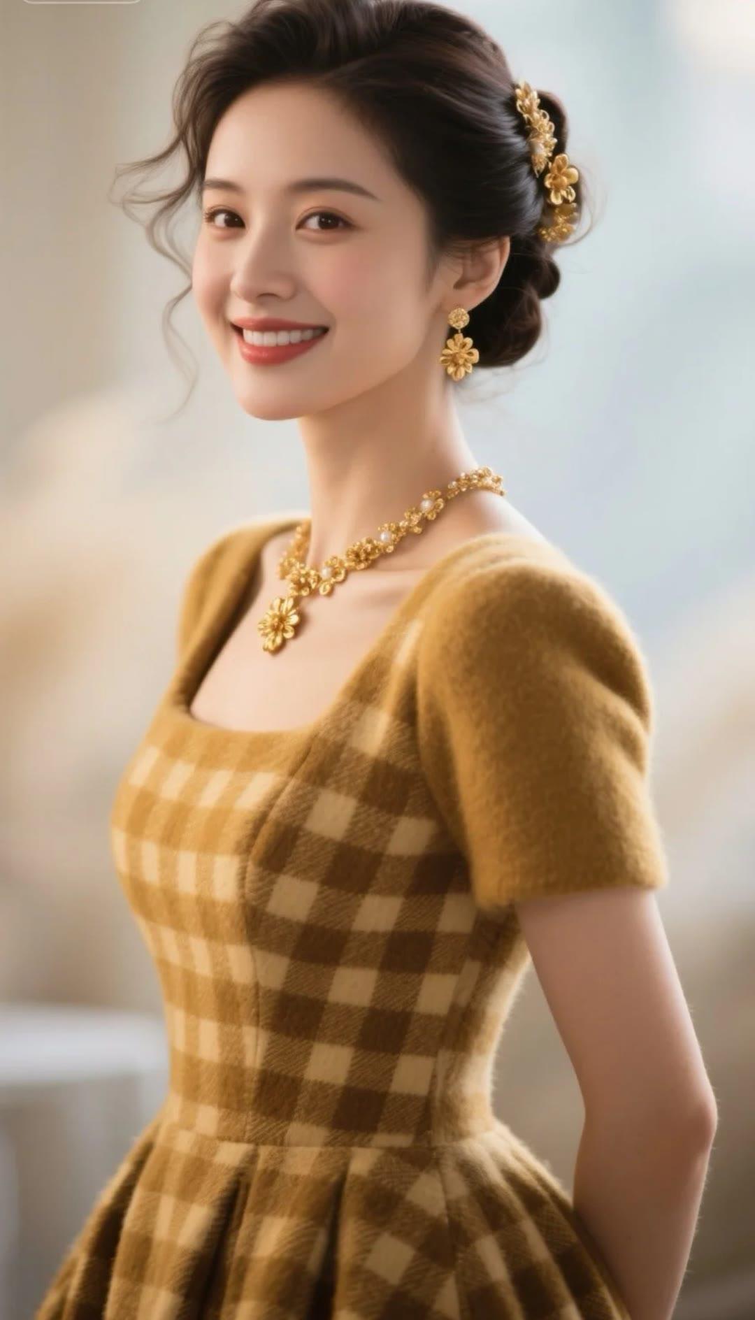 金钗玉佩映秋波，笑语盈盈似画卷。