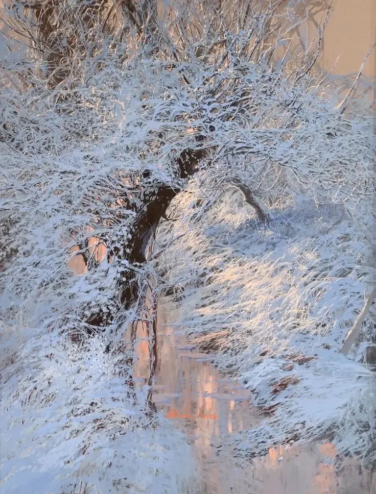 雪一落就美成了诗 初雪的记忆 俄罗斯油画 冬天的风景 冬天的树是天然的...