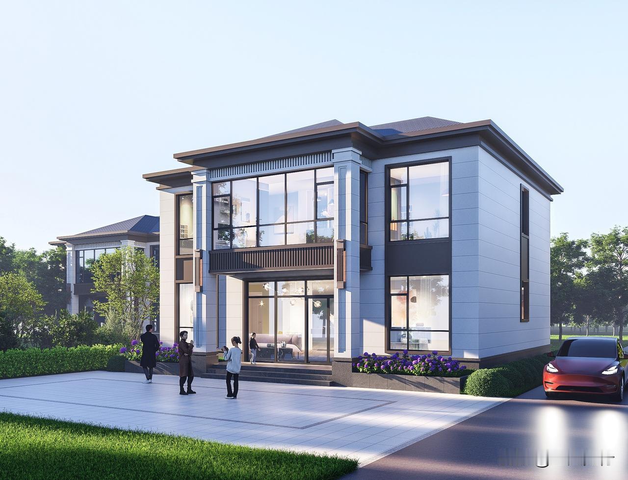 给大家分享一套新中式自建房外观效果图，仅供参考！