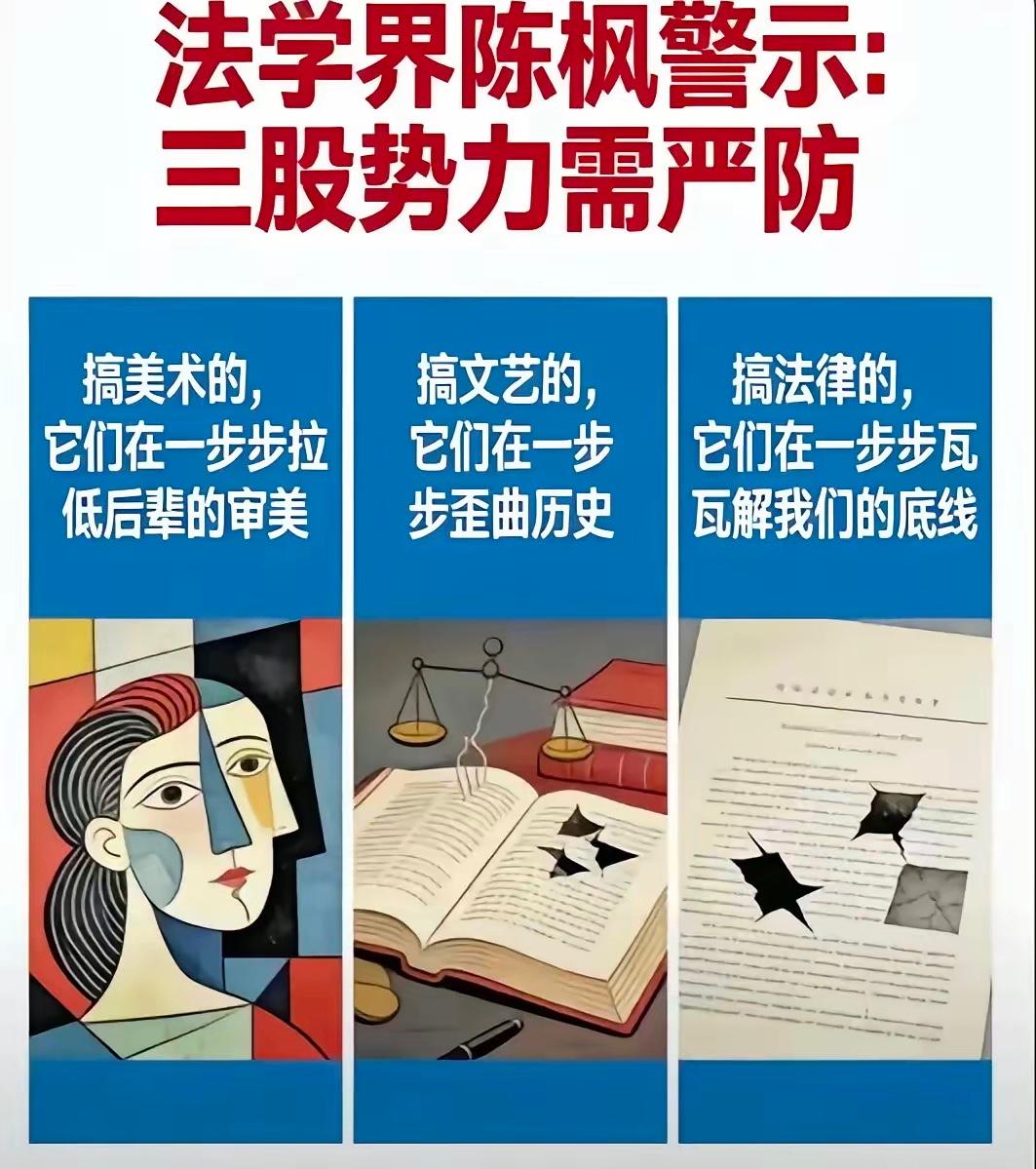 法学界陈枫这次说的，真让人后背发凉。
他说西方搞“三座大山”渗透，法学、文学、艺
