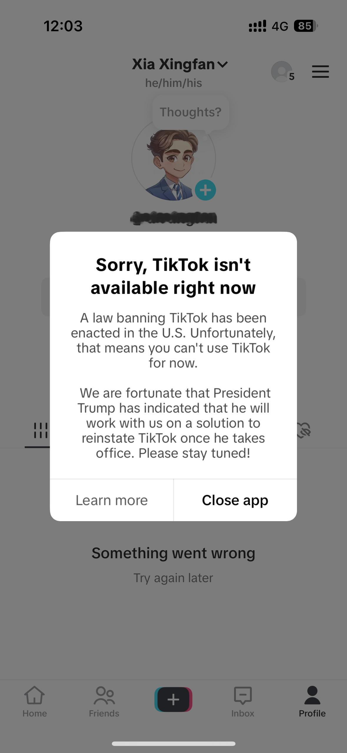 刚刚收到了TikTok的弹窗提示，TikTok停止对美国用户服务。由于我的绑定手