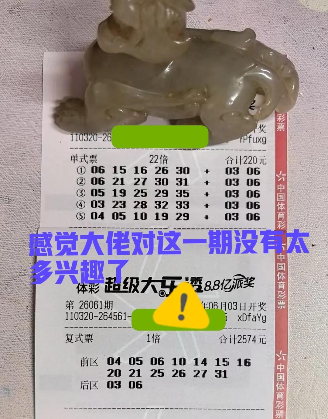 看着大佬打这两张票，感觉09爆冷了以后，大佬已经失去兴趣了[捂脸][捂脸]大复式