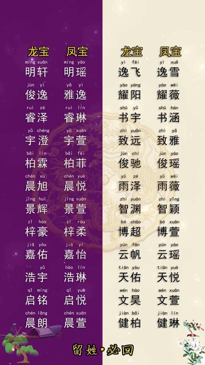 好听稀少的龙凤胎名字。