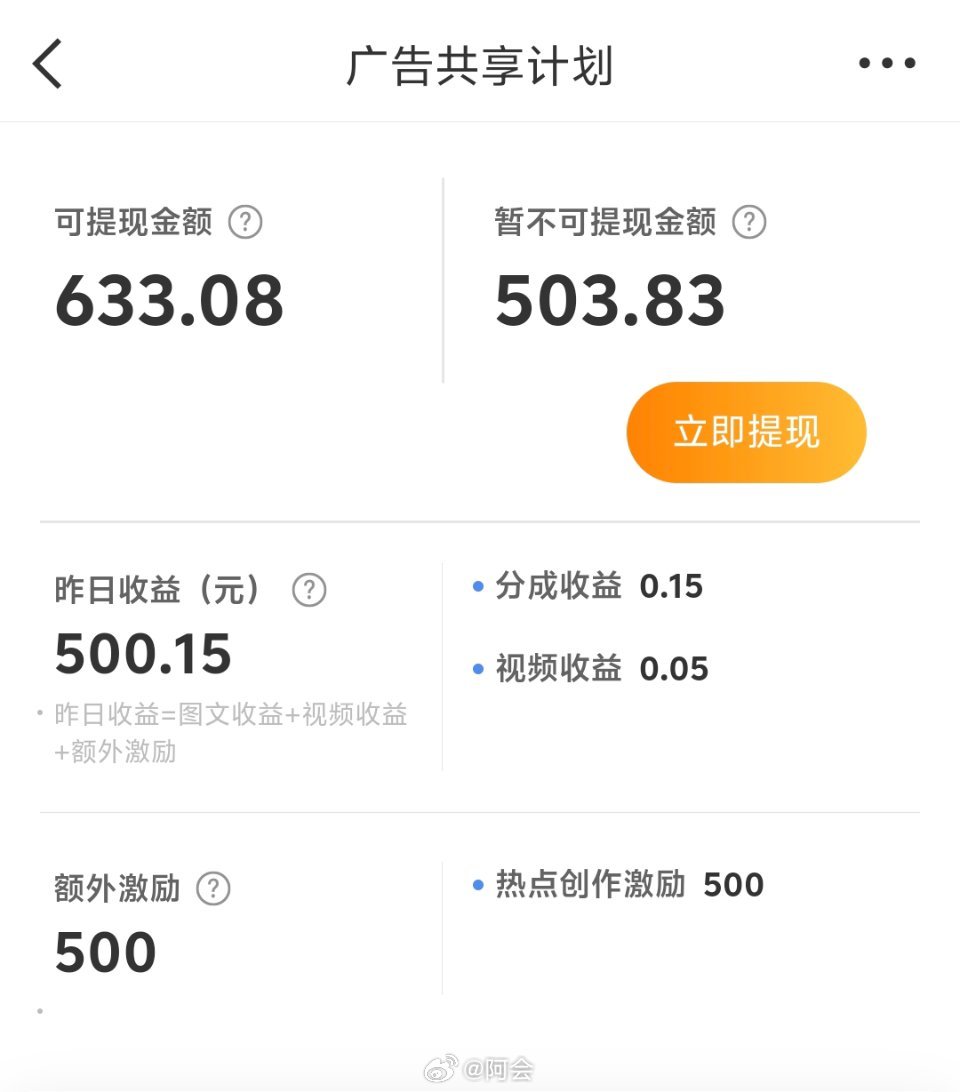 微博给我发钱了！这收益可以躺平一个月了[馋嘴] ​​​