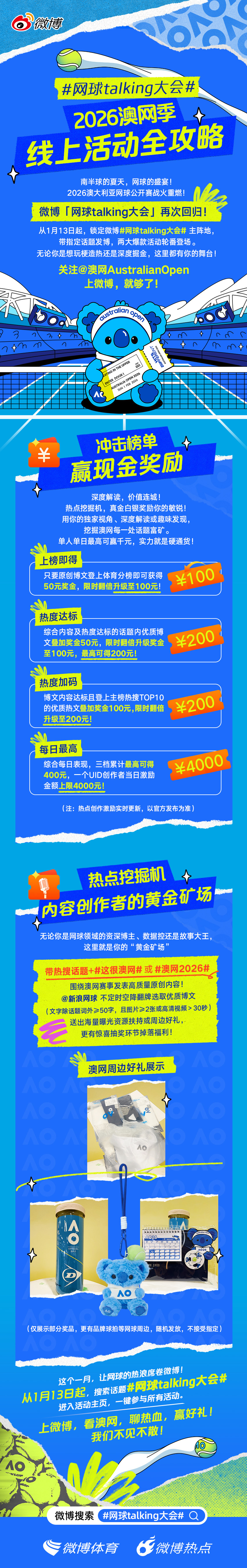 2026澳网季登榜赢现金：发掘澳网新闻热点，冲击热榜！三个档位累计可赢400元，