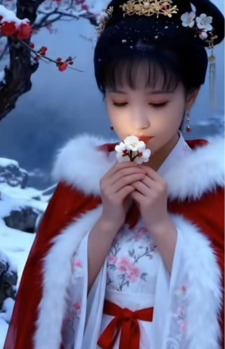 七律  听《花又期》冬望


依窗疏影与筠摇，
六出纷飞空里飘。
幻蝶相牵春陌上