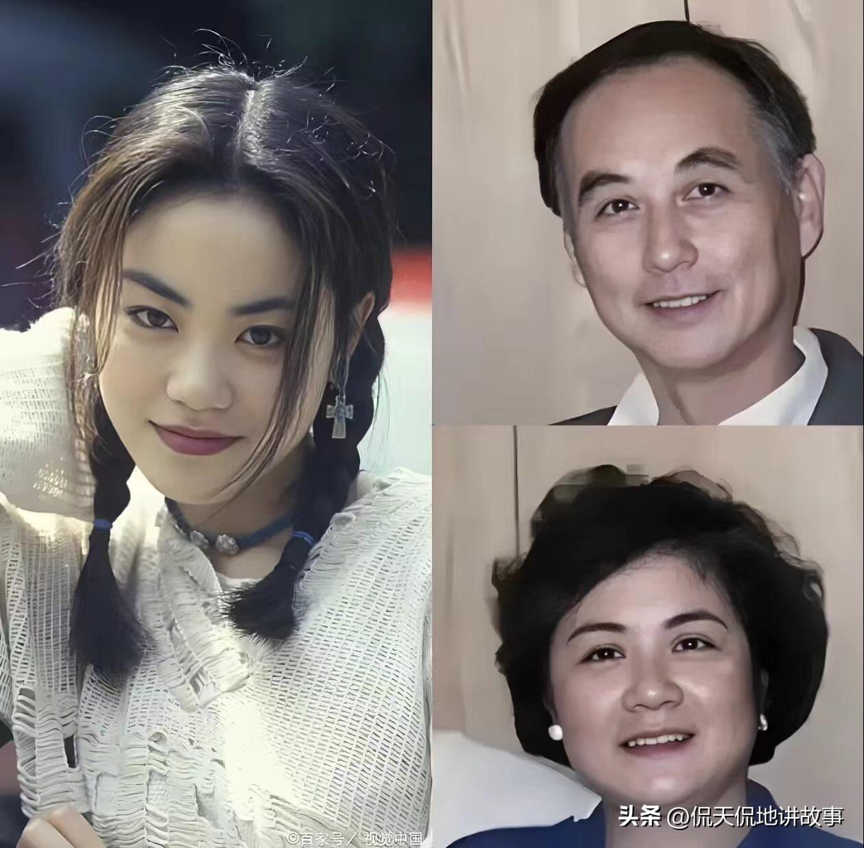 王菲五官真的完美融合了父母双方的优点，继承了爸爸窄长的脸型与尖下巴，又复刻了妈妈
