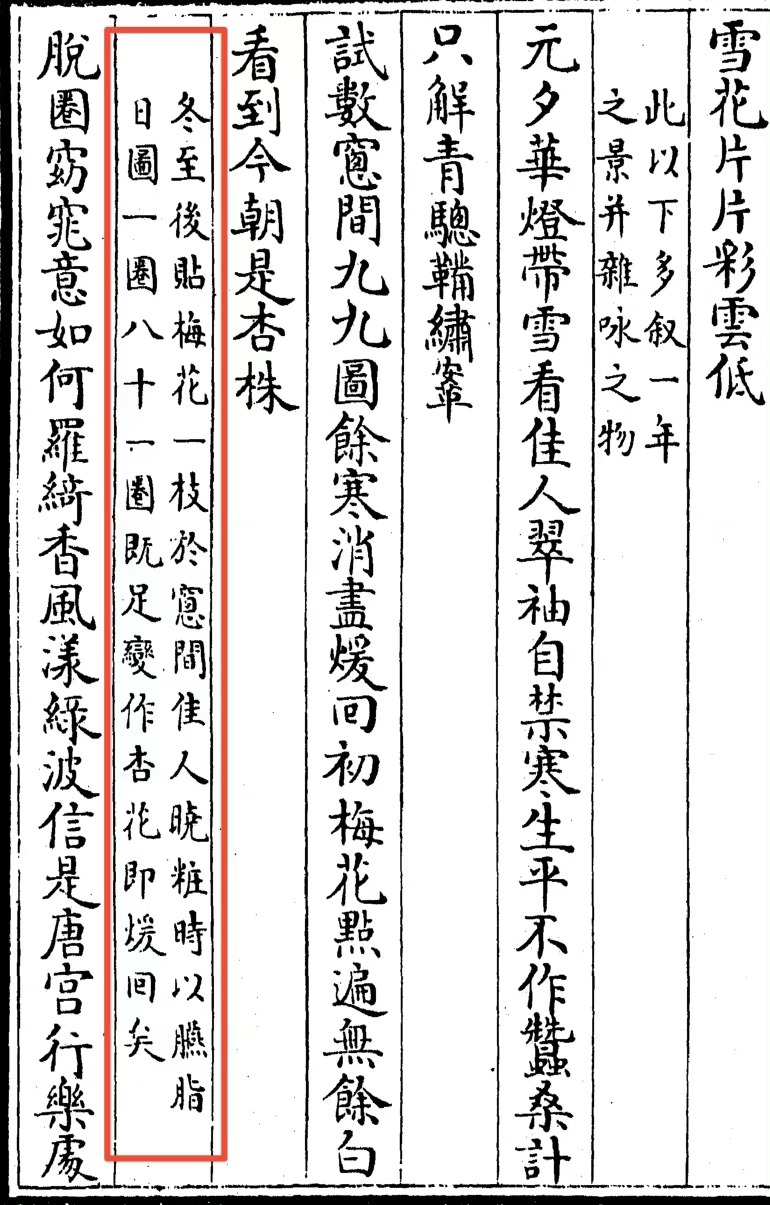 风俗|自制梅花消寒图冬至之后是一年中最寒冷的时节。《清嘉录》中记载道：俗从冬至日