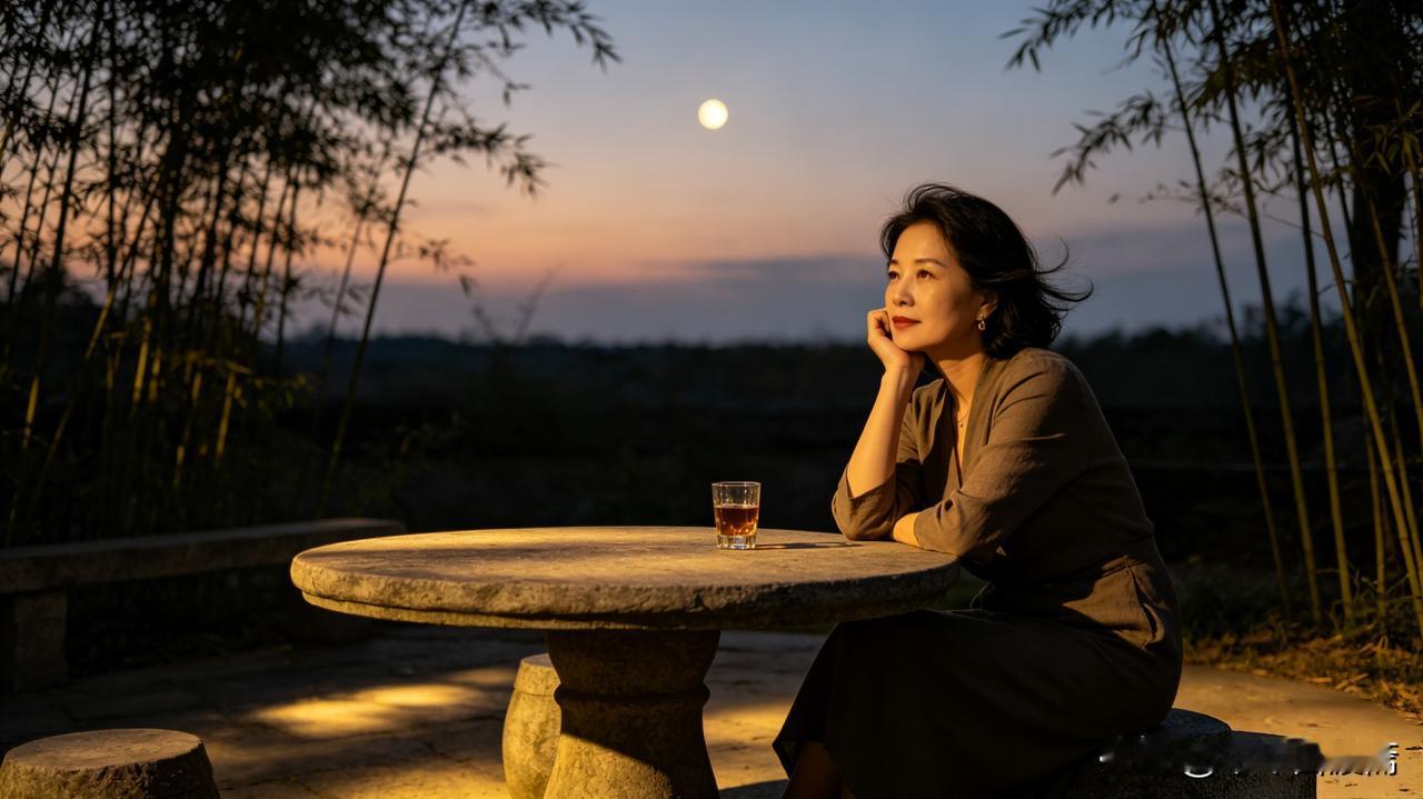 人到中年，最怕深夜的月亮，一抬头全是乡愁
 
竹院衔杯，月满千山思故远；
石桌托