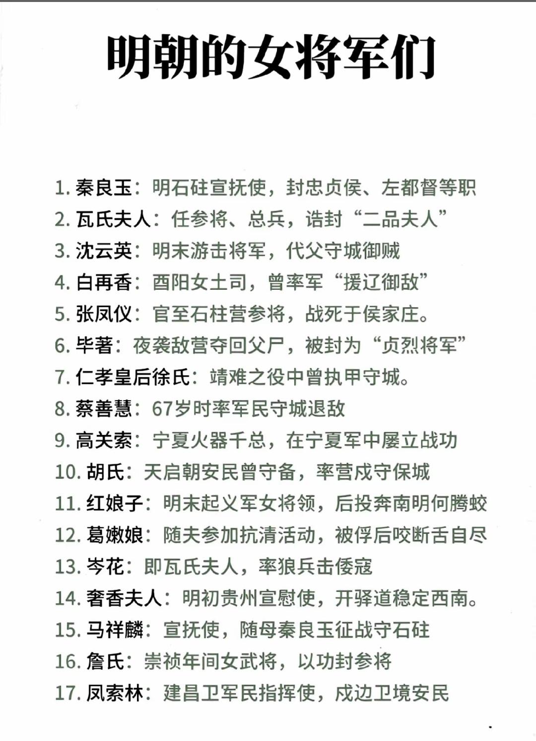 都说明朝是程朱理学的巅峰，可是女将军最多的偏偏也是明朝！并不是包容万象的大唐！