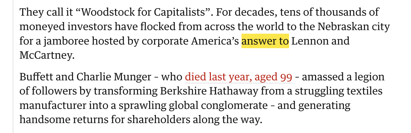 学一个熟词僻义：answer (n.与...相当的人/物），文中