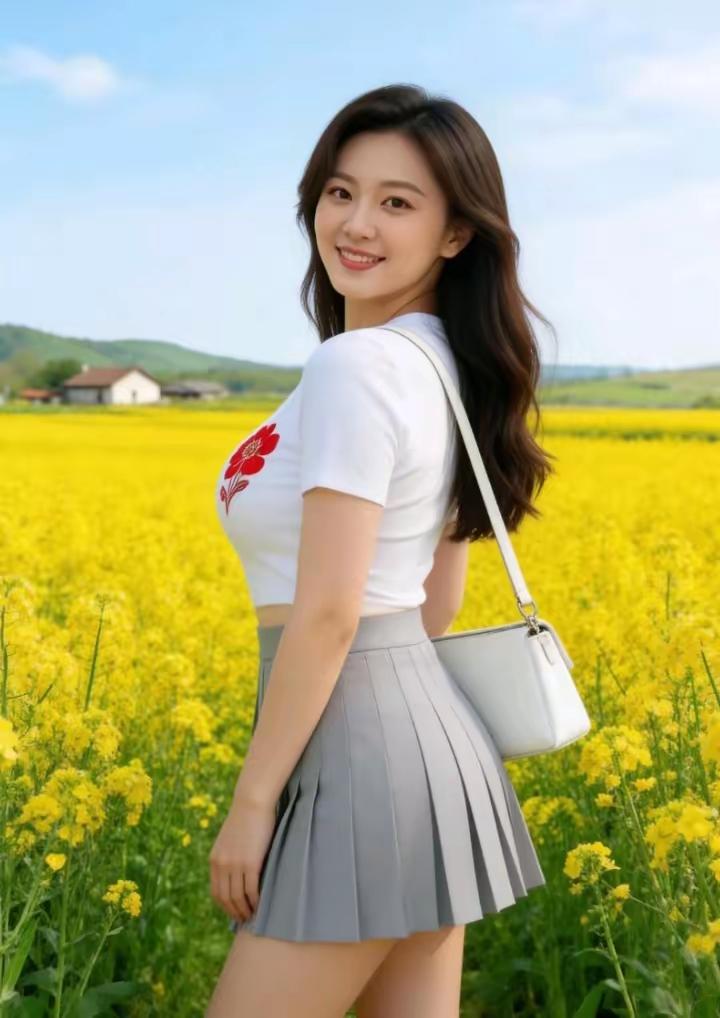 捣练子·田野少女
晴日暖，野风轻，
背影嫣然笑自生。
裙袂翩跹随风扬，
一腔春色