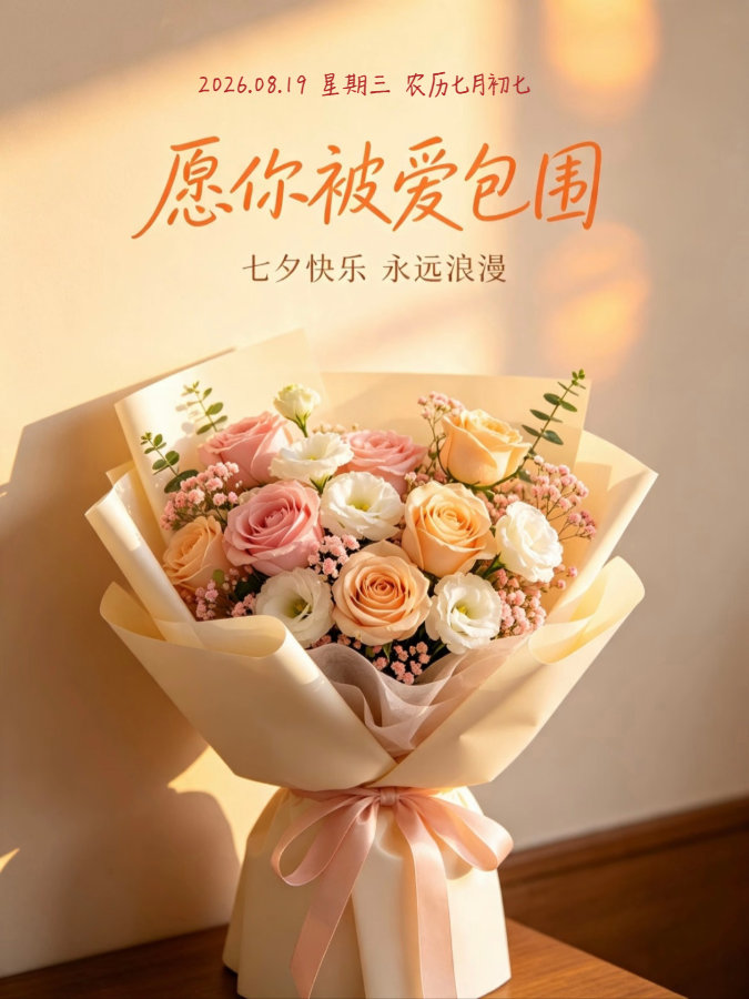 8.19. 天长地久，七夕节安康！❤️🔥🌻好运999，开心久相伴，富贵久不散