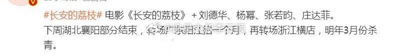 🍉 电影长安的荔枝阵容  ：刘德华、杨幂、张若昀、庄达菲[憧憬] 