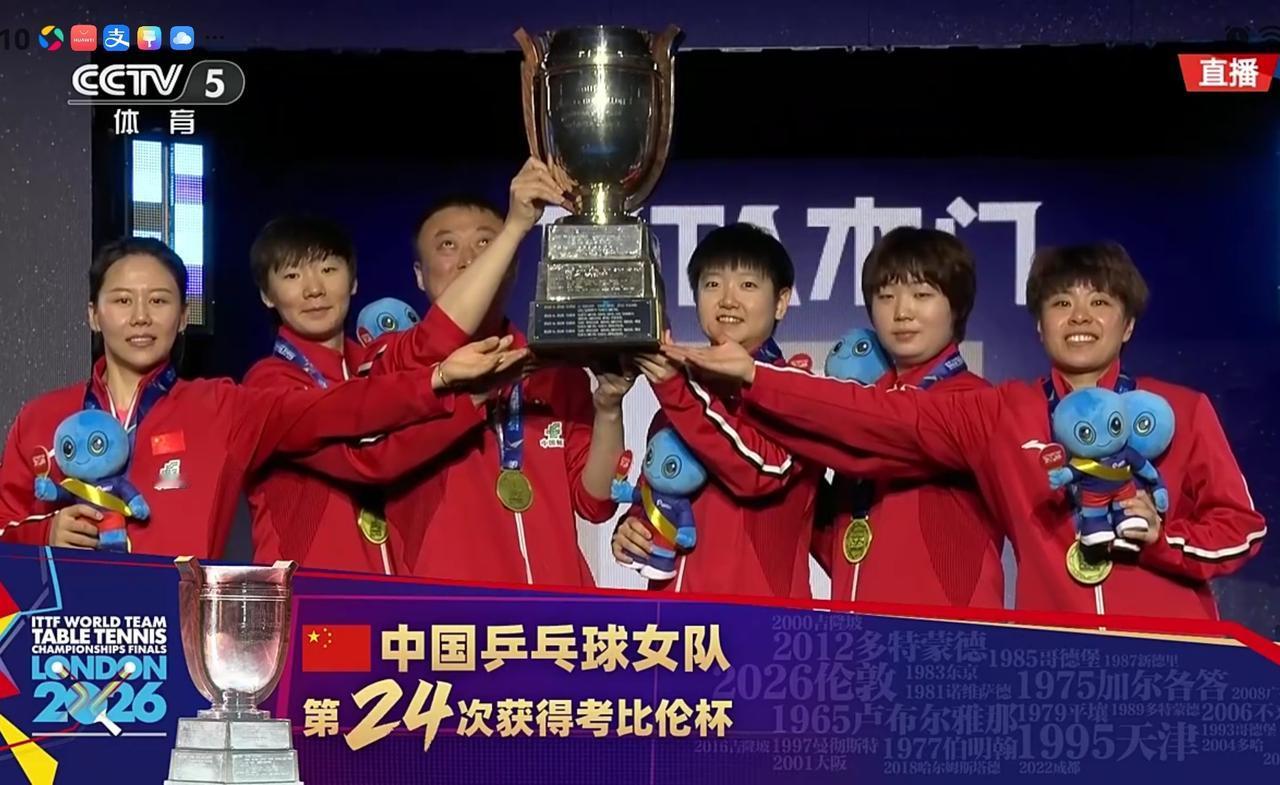 孙颖莎独得2分：中国3-2逆转战胜日本！第24次夺得考比伦杯
​
​      