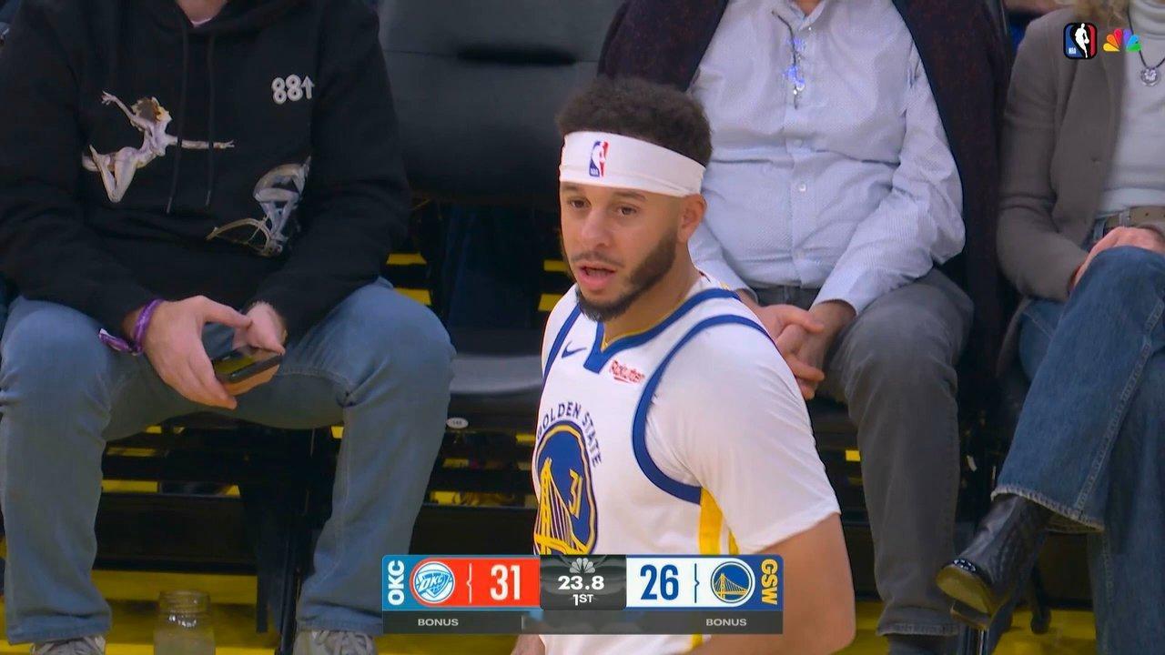 赛斯在首节末上场，希望能带来一些帮助金州勇士