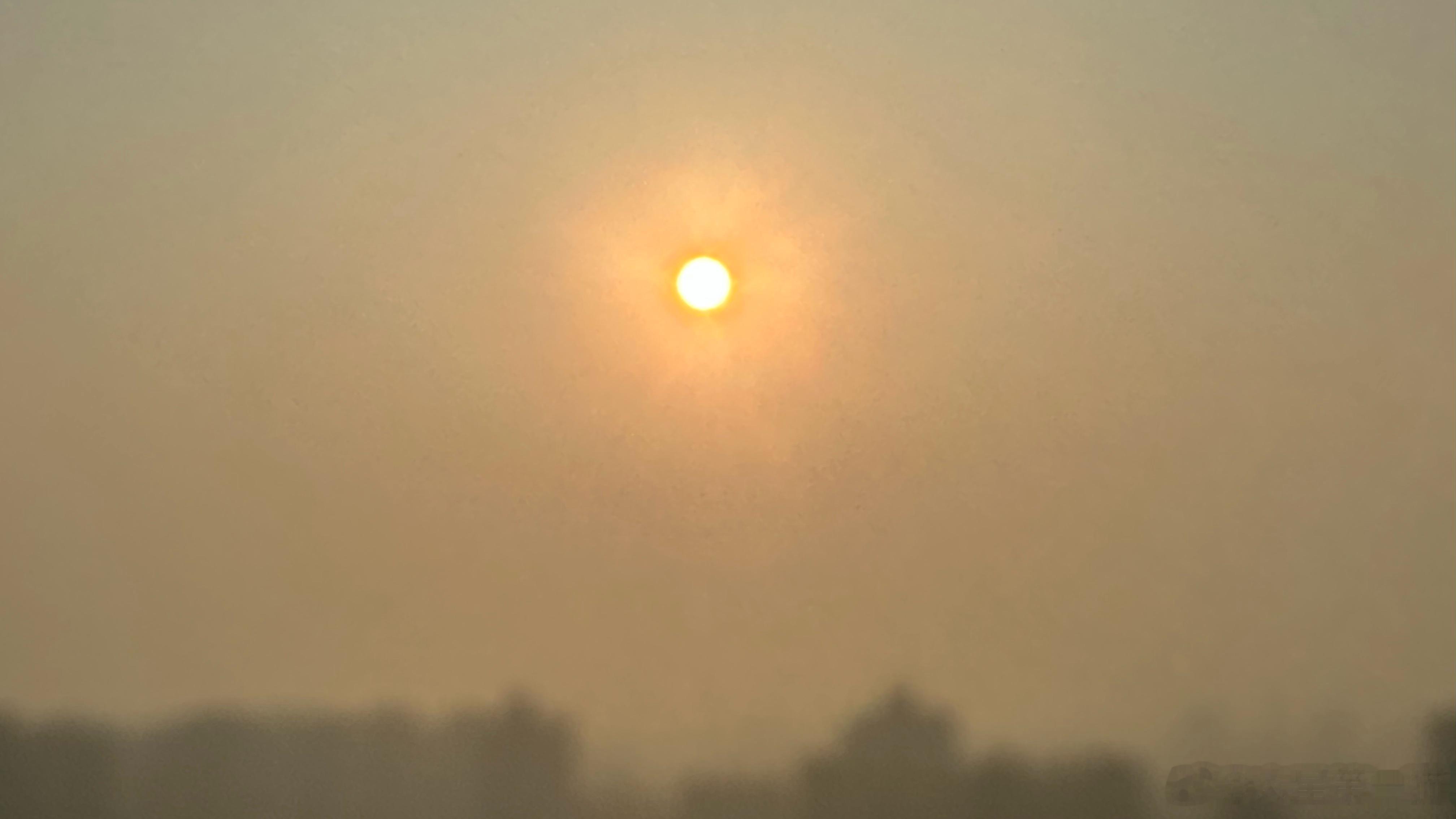 6:03 圆光正东满，阴魄已朝凝。与火星第一猫一起早起看日出
