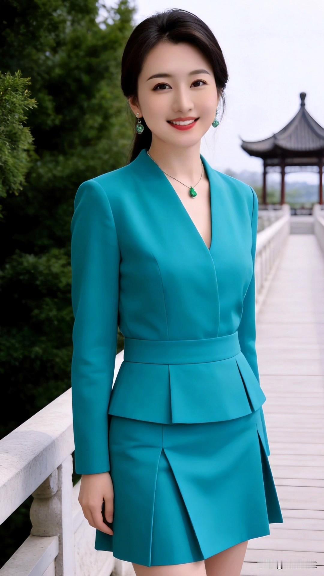 家人们！谁懂啊！这套湖蓝色西装也太显气质了吧！
本来以为职场西装都是千篇一律的黑