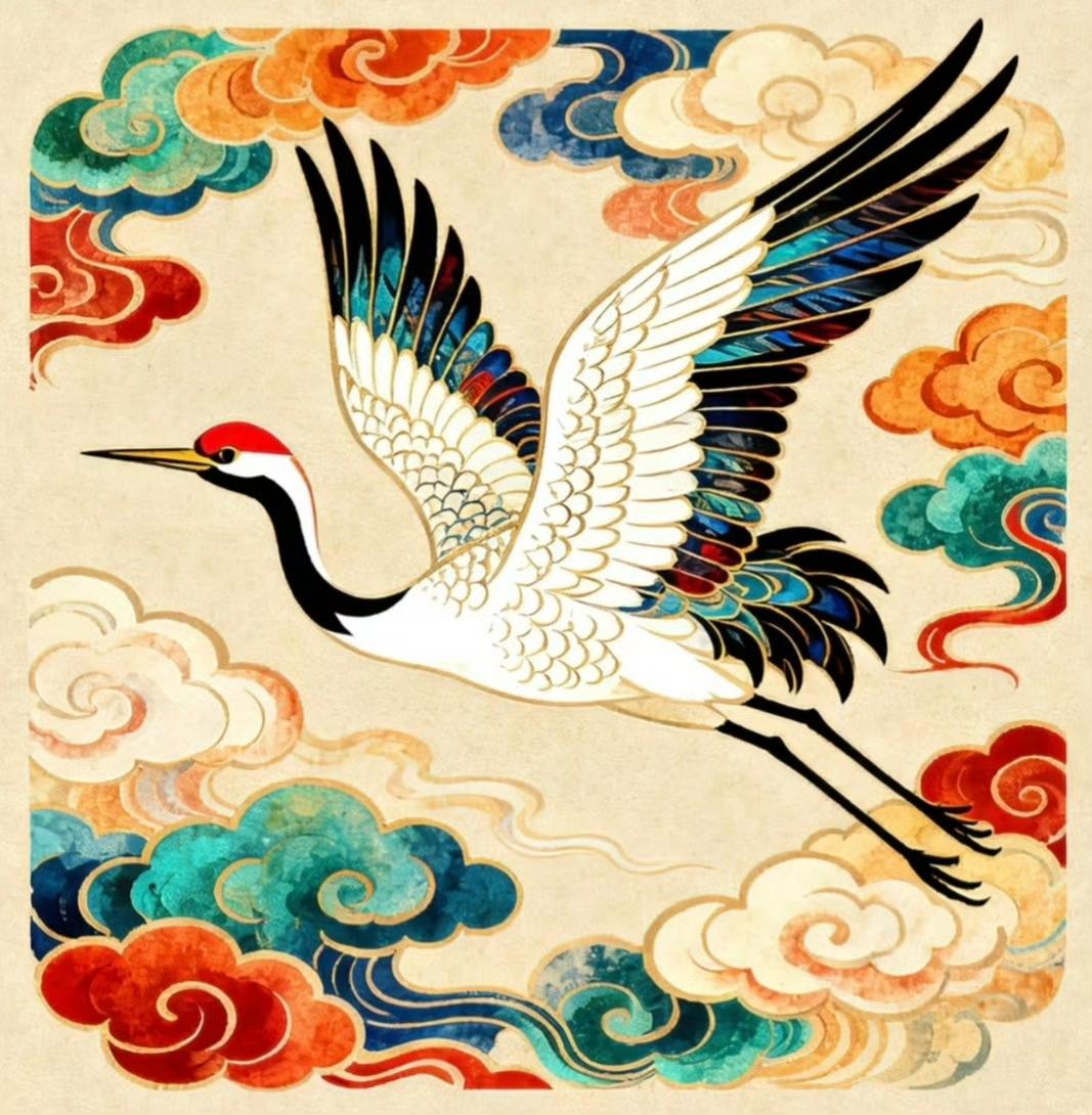“ 云鹤呈祥，万事皆顺 … ” ​​​
绘画