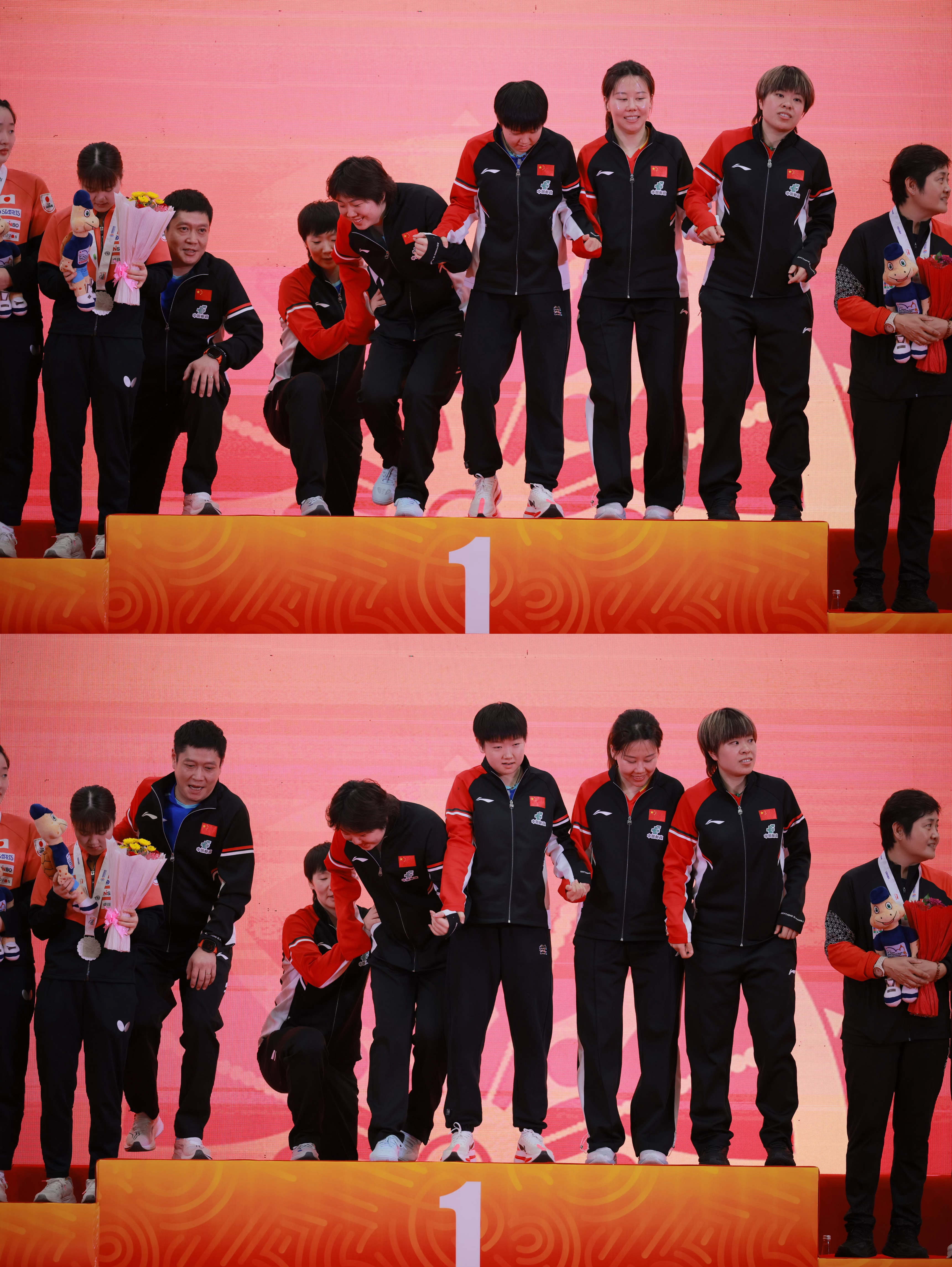 看上去女孩子们像是牵手上领奖台的？（该死的导播[无聊]） ​​​