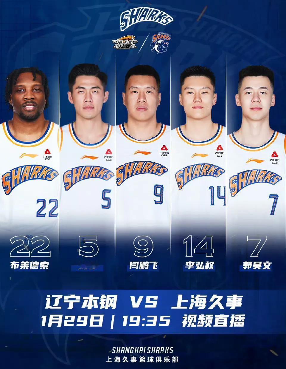 上海客场胜辽宁，郭昊文不辱使命强势回归！
上海大鲨鱼变阵客场挑战辽宁，一后卫三锋