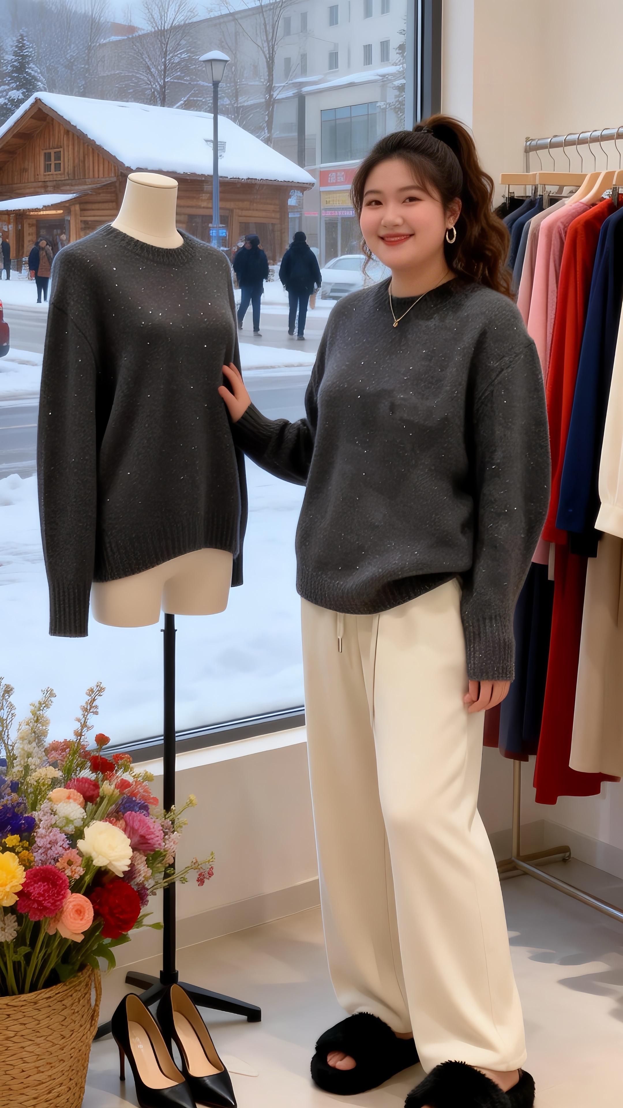 大码女装 保暖外套时尚休闲穿搭胖妹妹的冬季有效穿搭我的初雪穿搭准备好啦