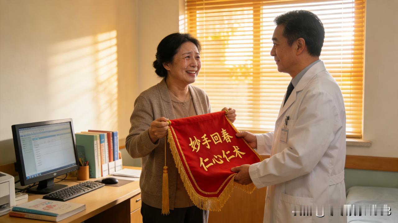 这面巴掌大的桌面锦旗，比挂满一整面墙的锦旗都更戳人。李医生认为是常规挂墙的让护士