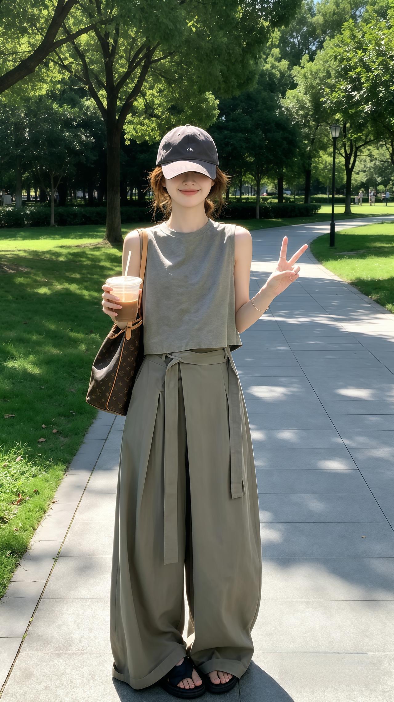 无袖上衣阔腿裤套装 盛夏高品极简套装 高级感无袖套装 韩系穿搭穿搭