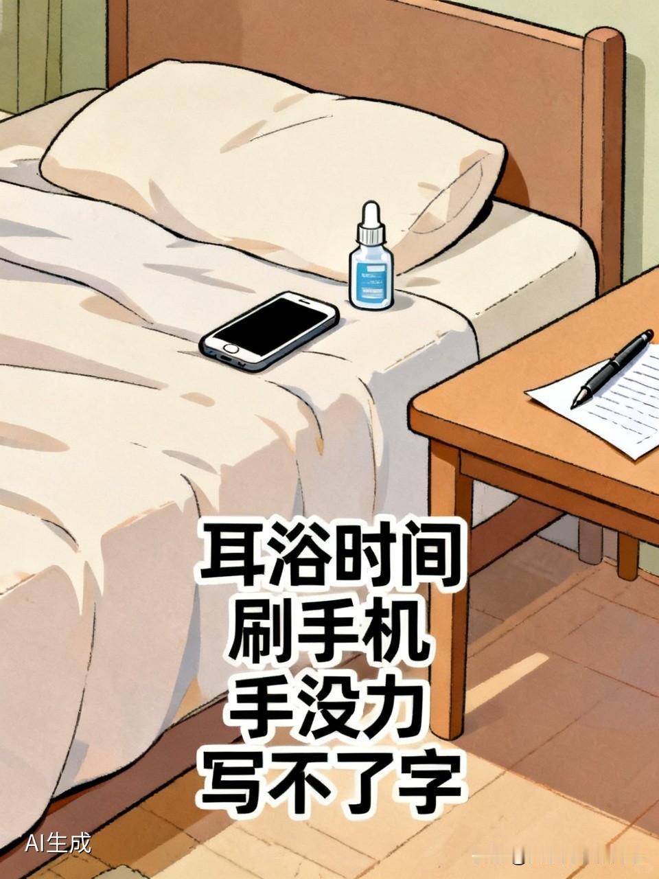 吃完早饭，往耳朵里滴了两滴滴耳液，侧躺在床上，要躺够十分钟，让耳朵进行耳浴。
这
