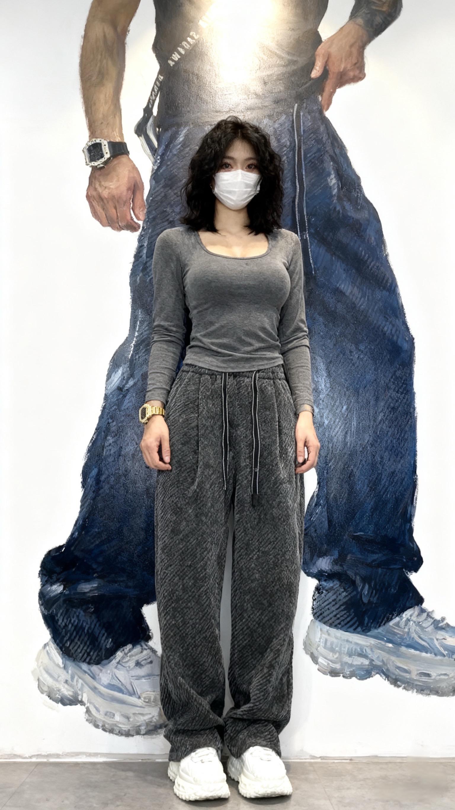 秋冬加绒男士宽松百搭满天星休闲裤潮牌痞帅炸街直筒拖地阔腿长裤