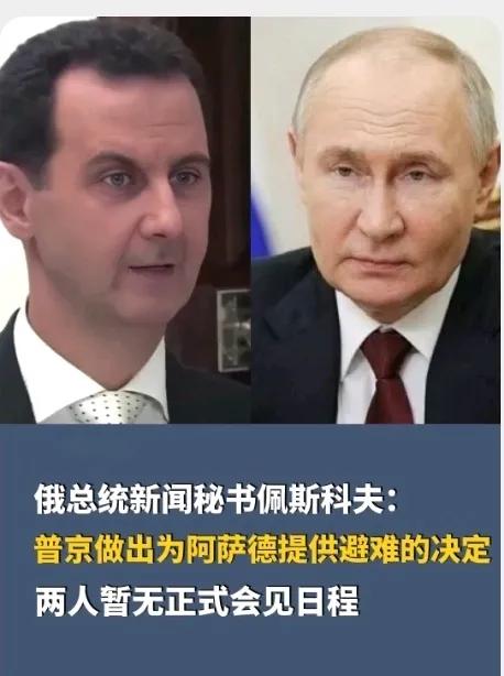 普京收留巴沙尔即是道义也是“妙招”
巴沙尔不能白白胖胖的继续生活，以后谁还会“依