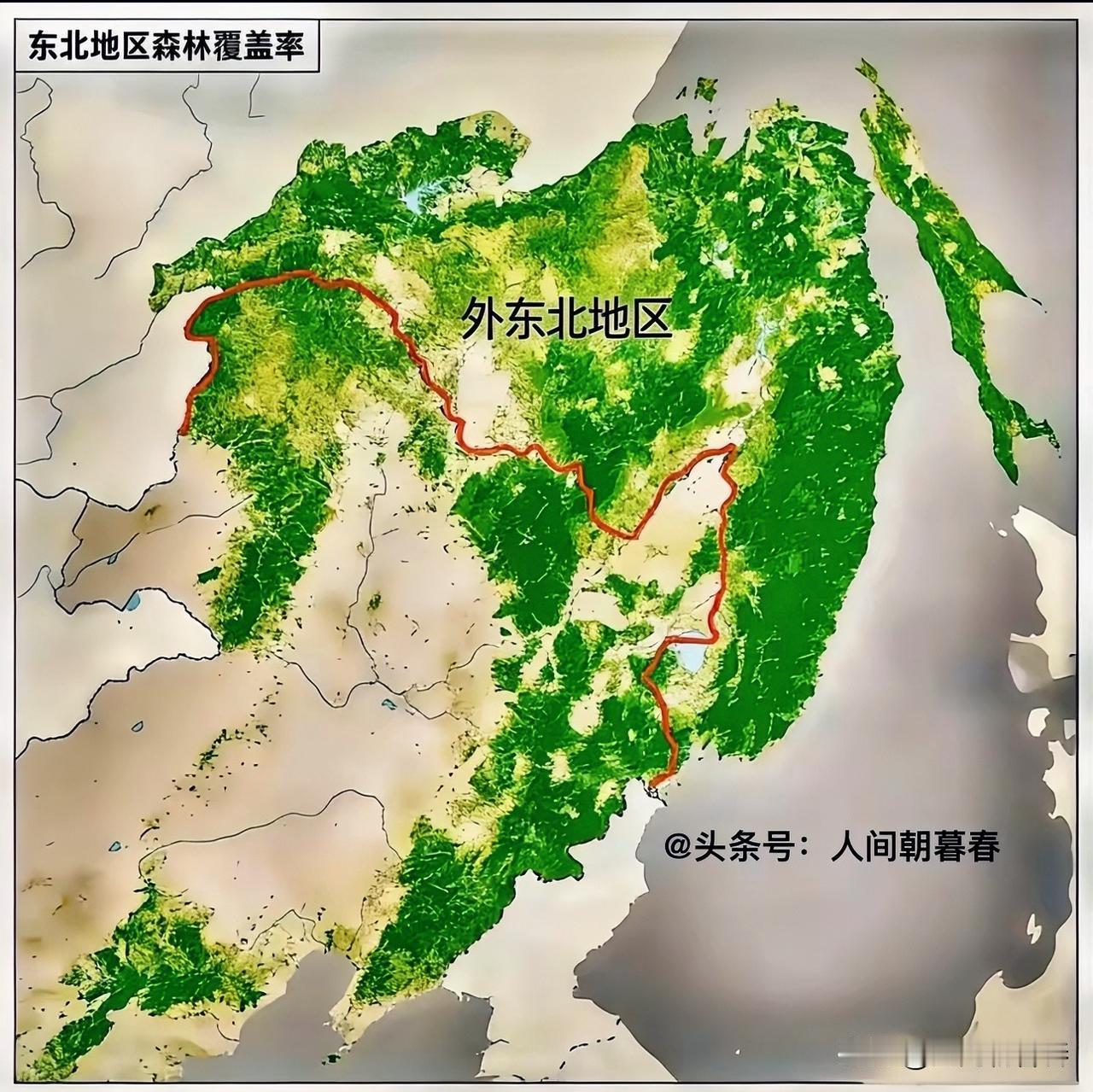 外东北地区的森林资源也太丰富了吧。外东北地区陆地面积约110万平方公里，其中森林