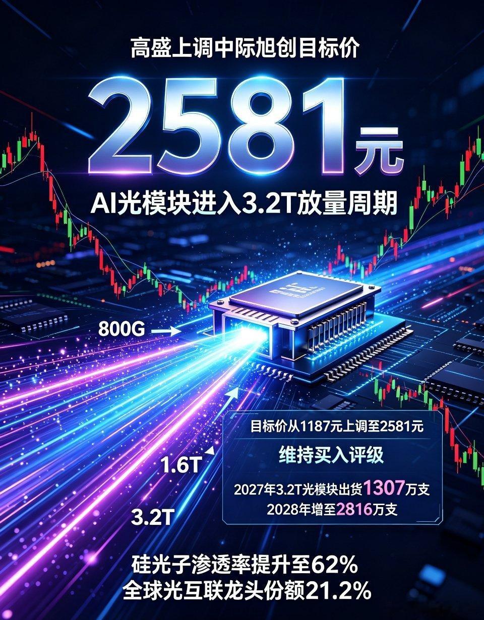 高盛上调中际旭创目标价至2581元深度资讯整理：高盛重磅上调中际旭创目标价至25