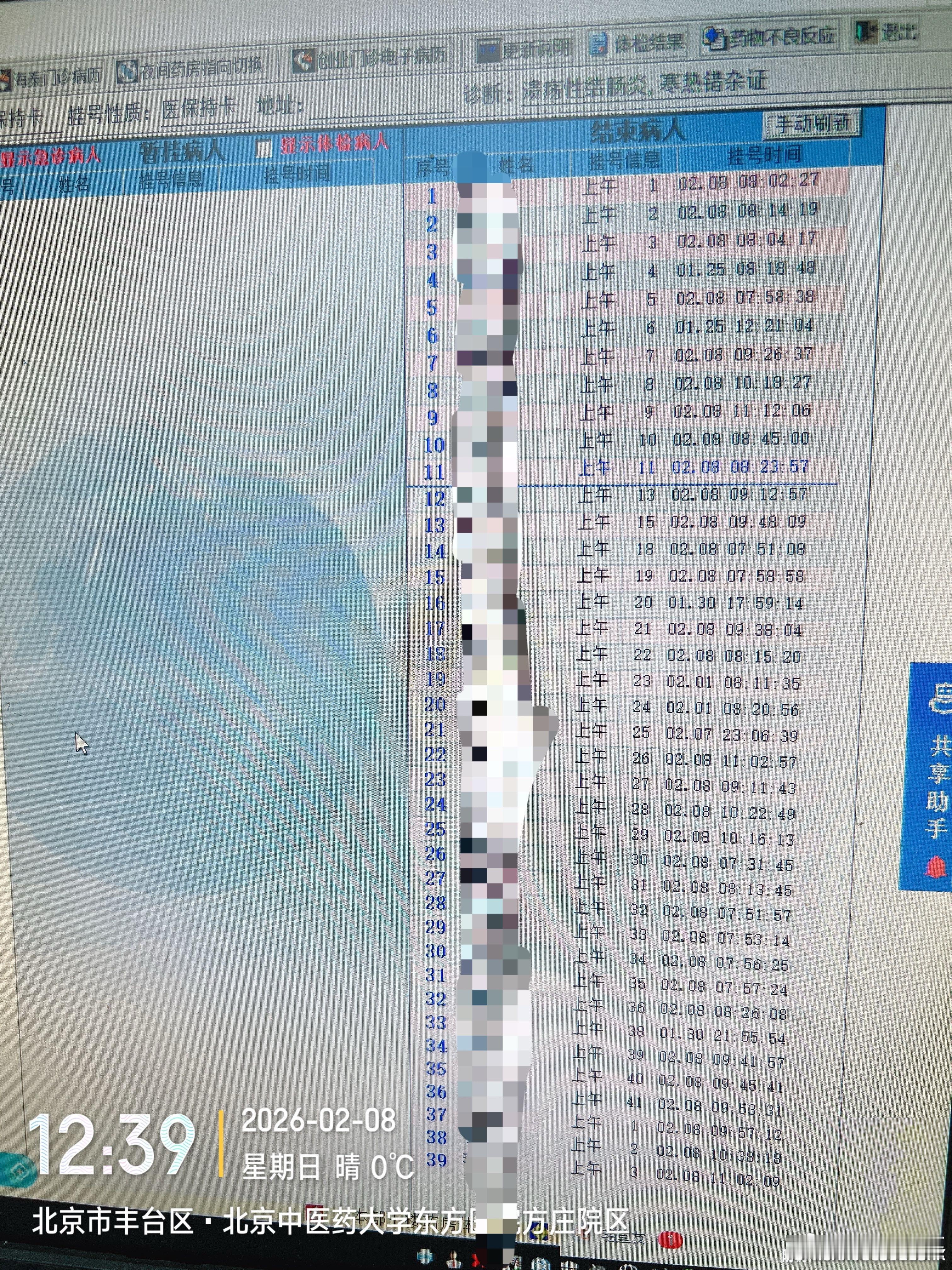 昨天上午，是蛇年在方庄院区的最后一个门诊。临近年关，没想到还看了39个病人，十二