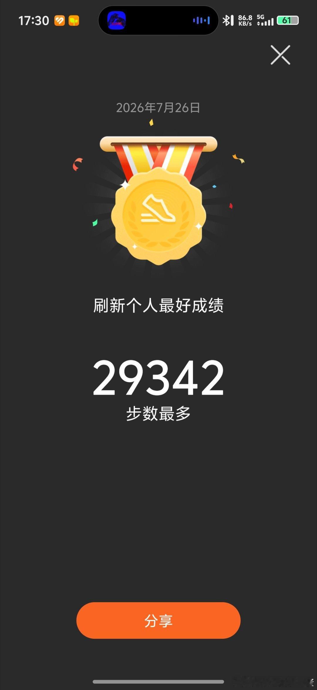 新鞋开光破了自己日跑步记录了今日累计15公里。 