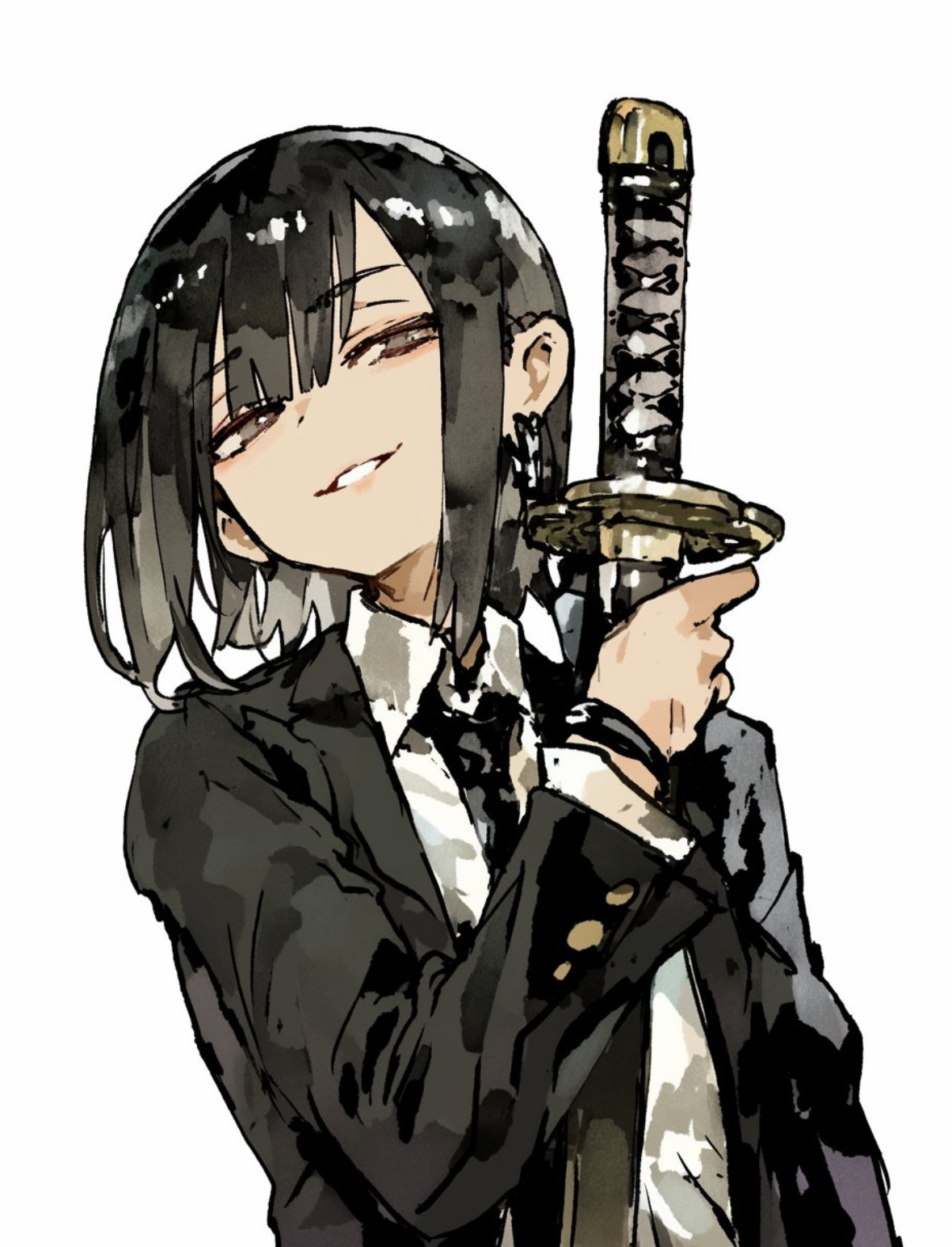 把玩小刀的女人          
