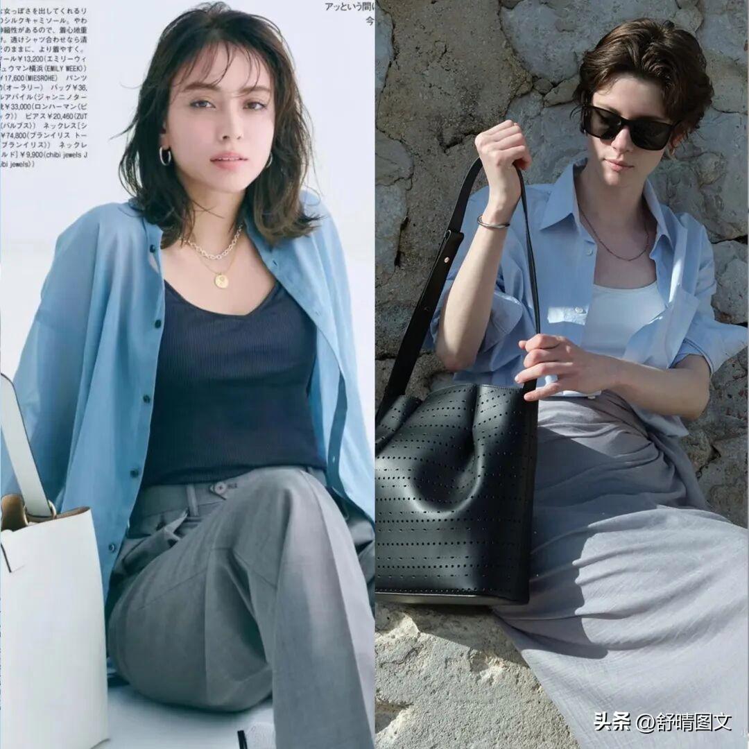 如果你是40多岁的女人，
那你一定要多穿浅蓝色。
蓝色给人一种沉静，干练，干净的