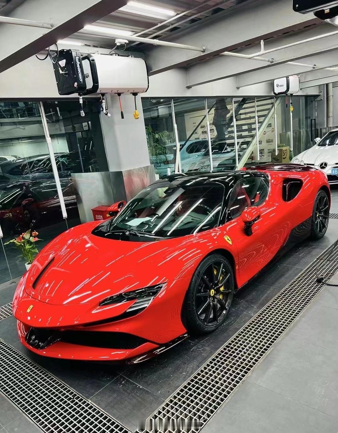 法拉利SF90升级 红色碳纹路碳纤维外观全套 原厂碳纤维轮毂 🇮🇹 大满配 