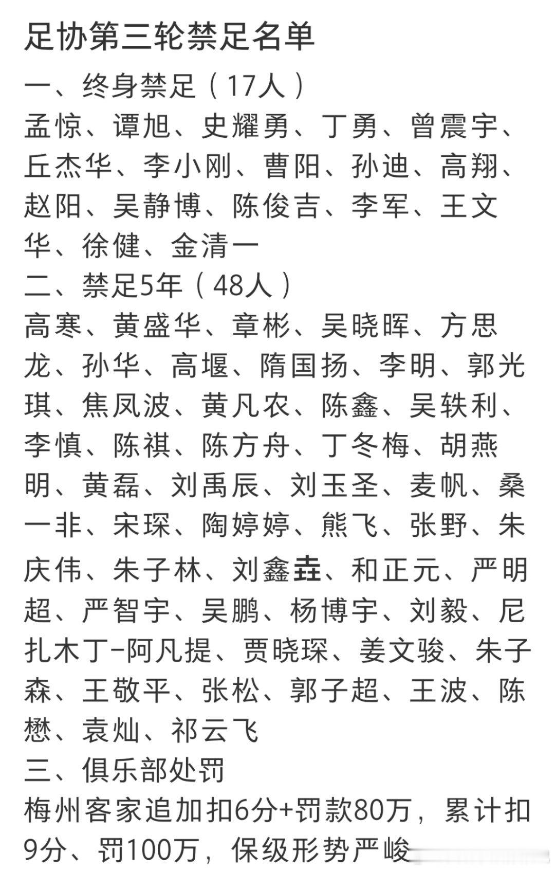 中国足协公布第三批假赌黑禁足名单重典治乱，值得鼓掌；但中国足球要站起来，光抓人不