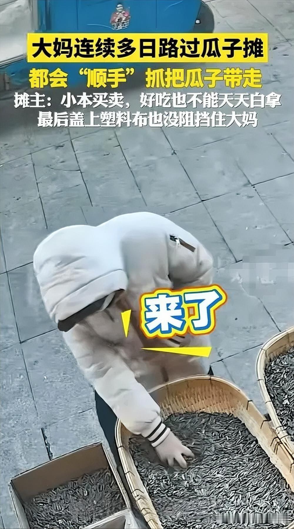 贪小便宜终吃大亏！女子瓜子摊“顺手”被抓

近日，一女子每次路过瓜子摊，都趁摊主
