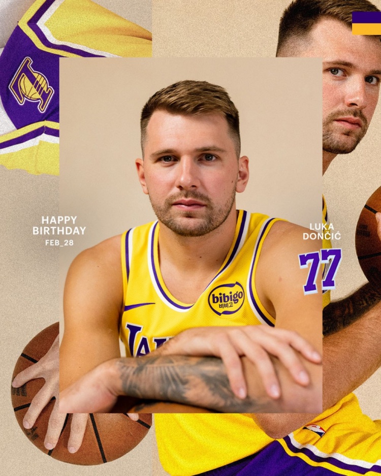 2月的最后一天！湖人晒海报祝东契奇27岁生日快乐！！