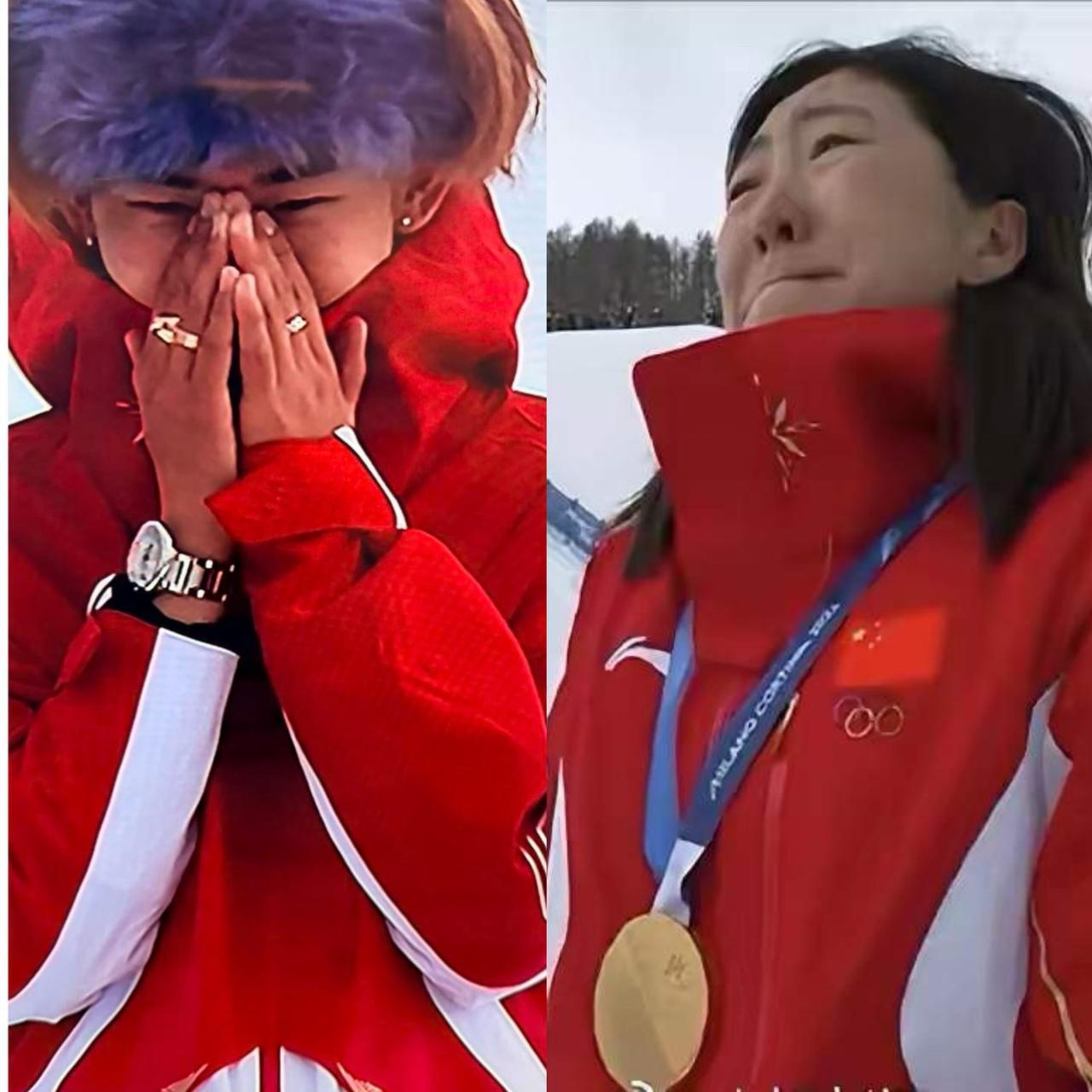 两个冠军都哭了！这一幕真的看哭无数人！

谁能想到，短短两小时，中国队连夺两金，