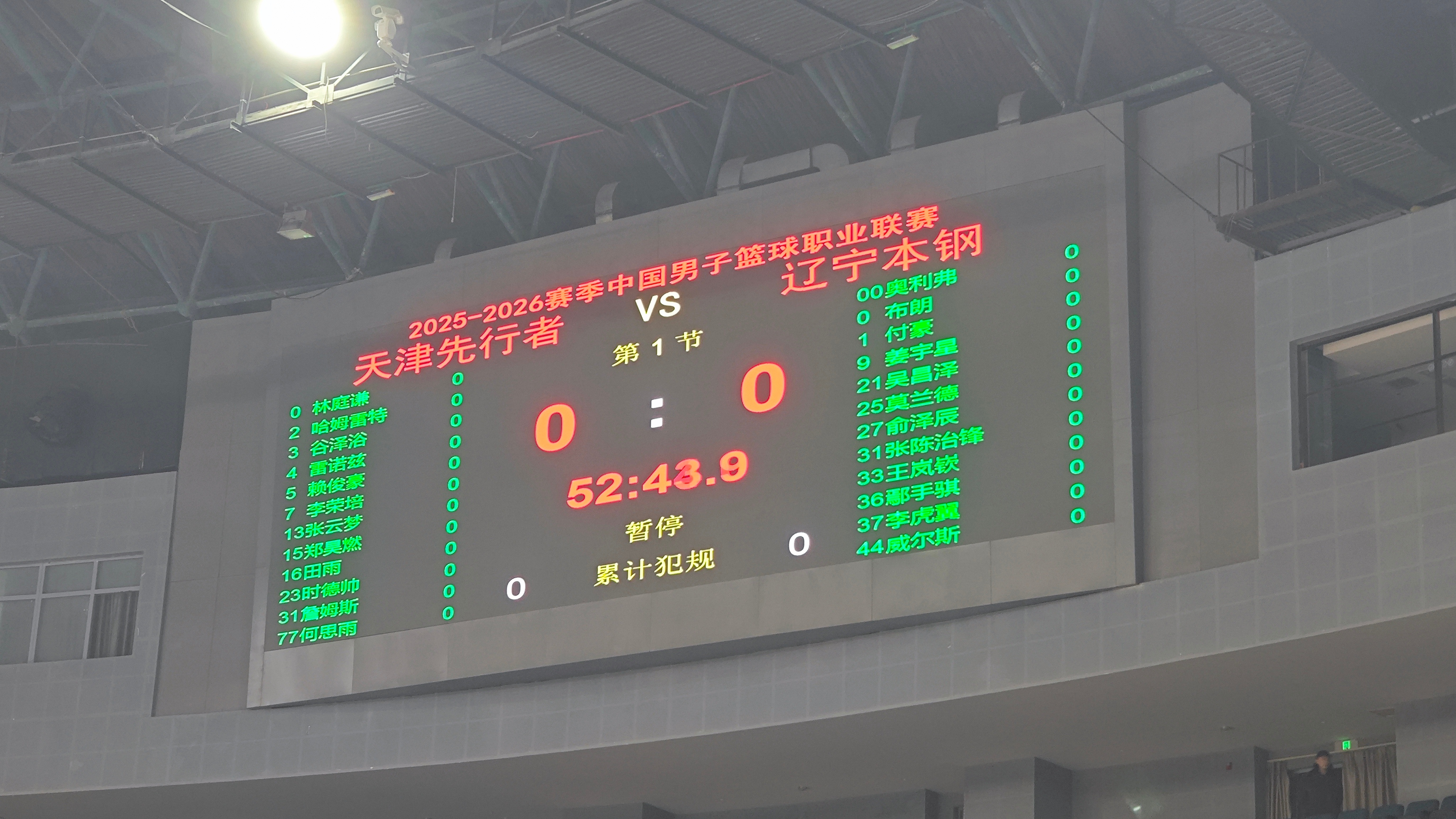 球迷投稿今晚辽宁队新赛季揭幕战客场对天津赛前双方大名单，大C复出，二哥不打辽宁男