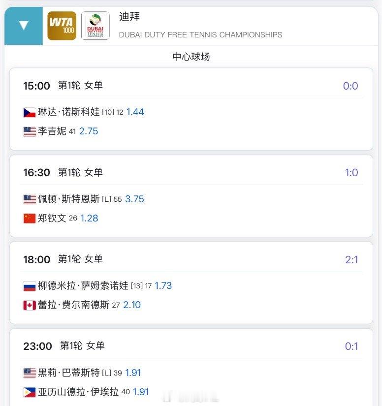 今天16:30 🇨🇳郑钦文1.28vs斯特恩斯3.75预测这场比分是__？网