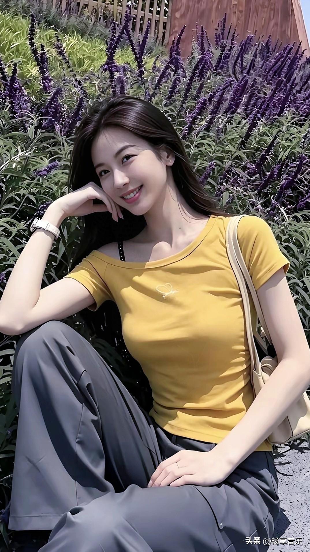 紫花映晴空，柔黄遇夏风，不必刻意装扮，满眼皆是夏日专属温柔。分享甜美小姐姐的随手