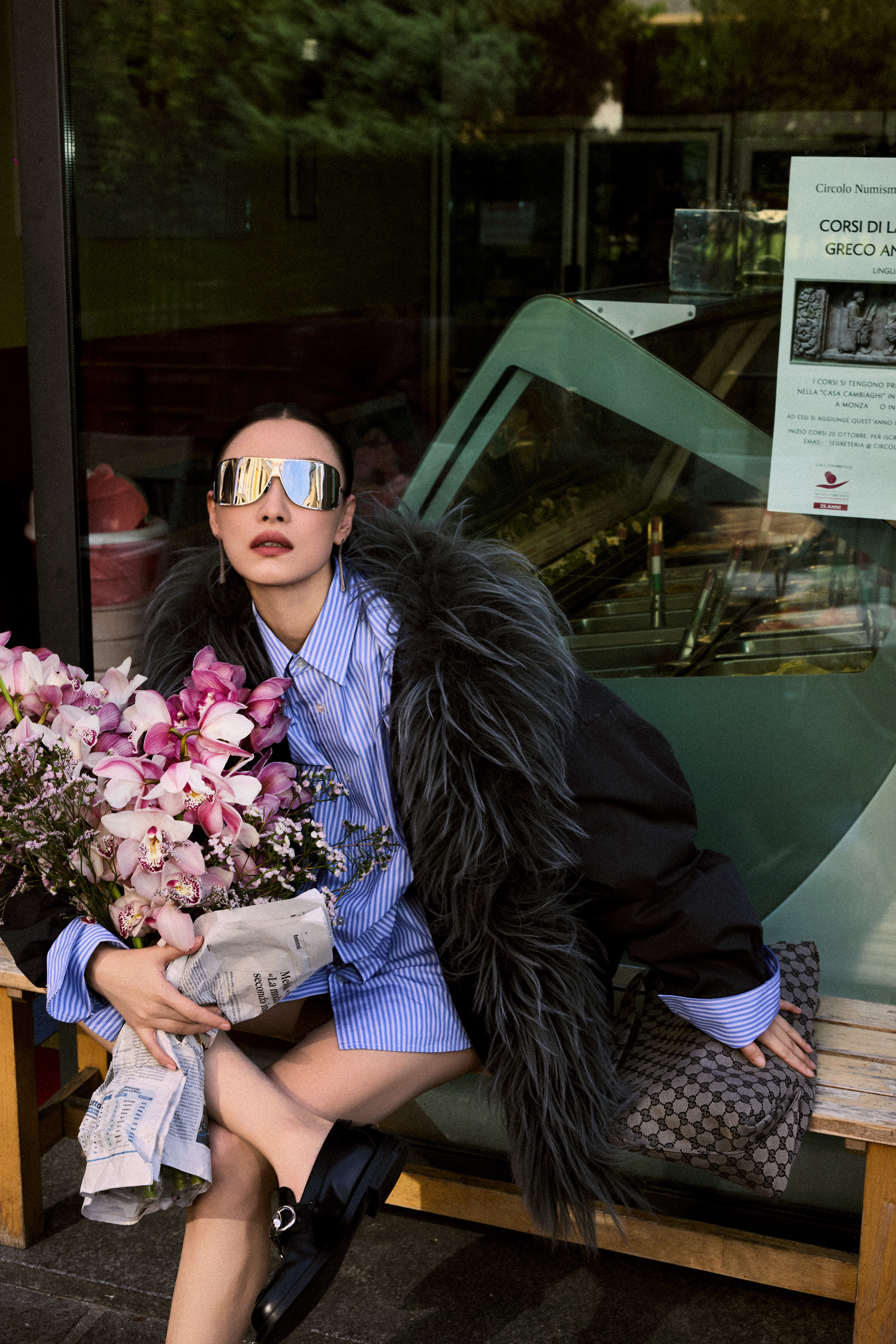 春夏时装周 倪妮今日造型 Gucci大秀米兰时装周  热辣的Gucci女郎 