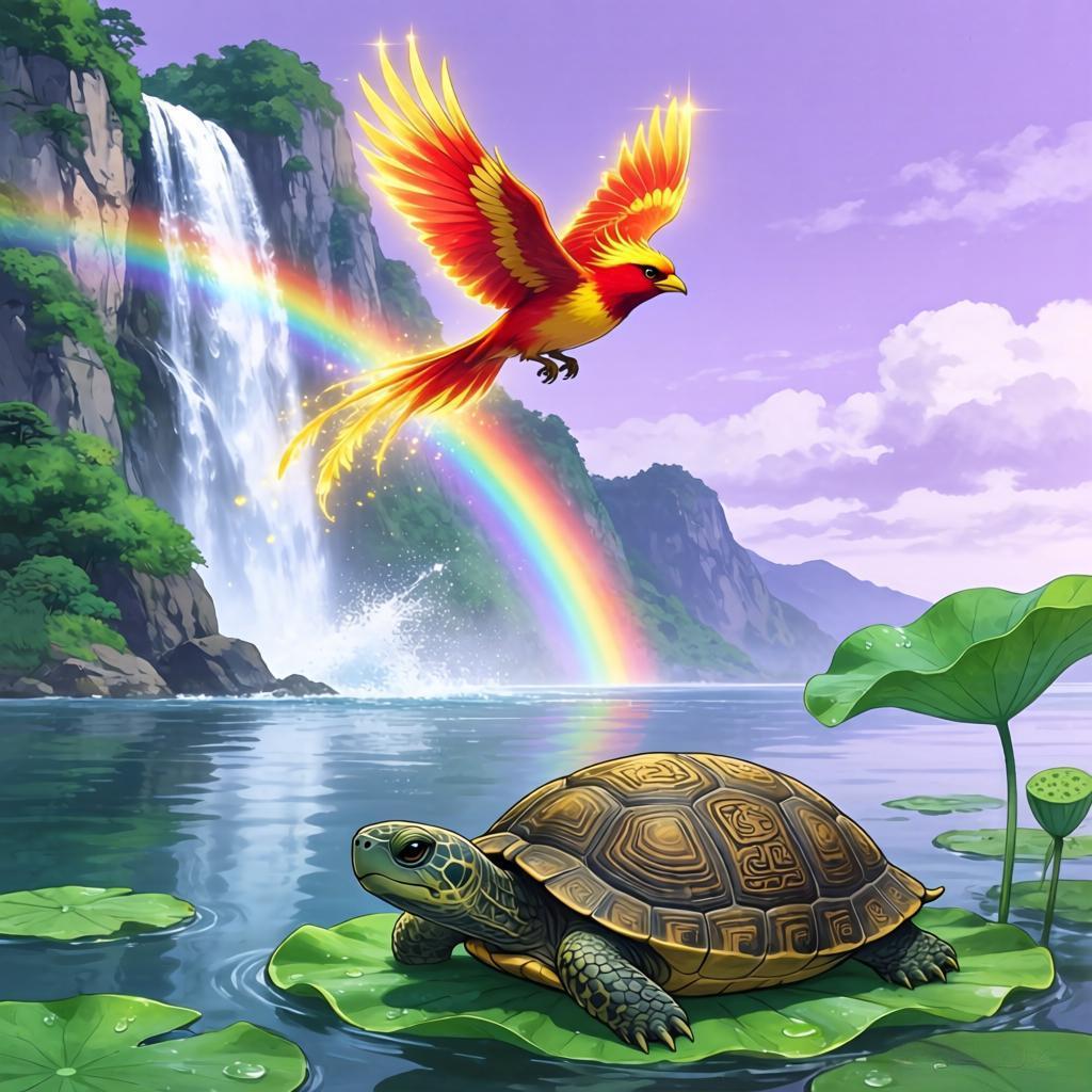 上联：高山出俊鸟
下联：长水隐神龟